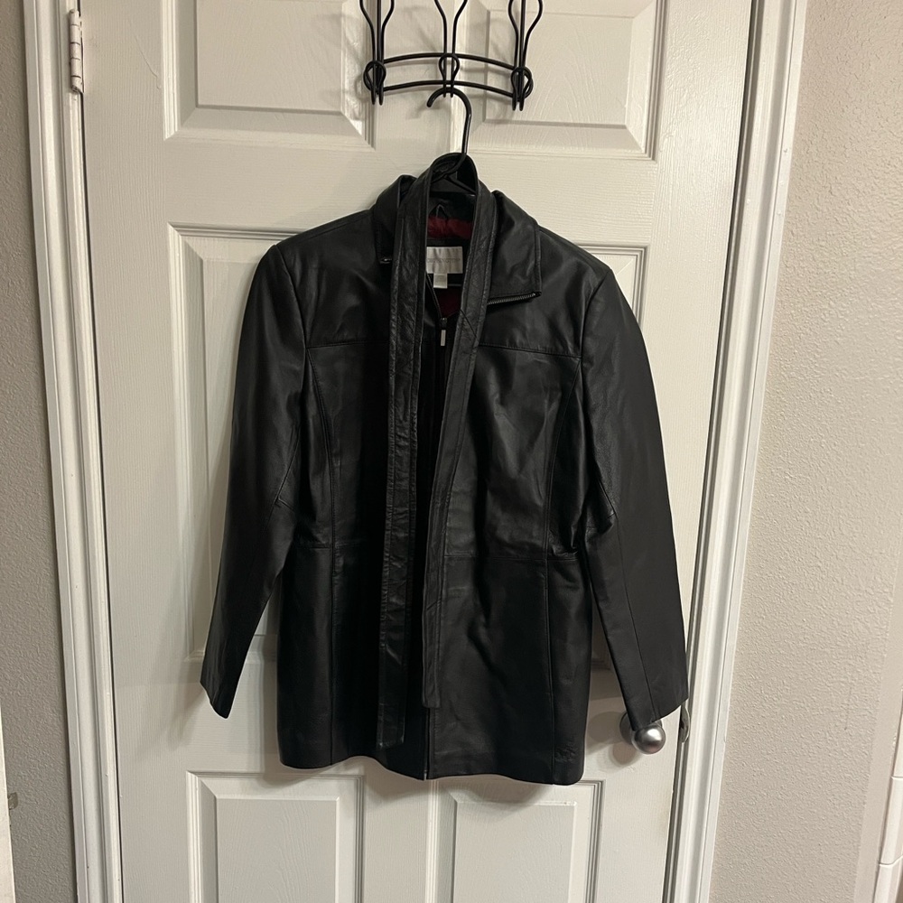 Worthington Black Leather Jacket with Red Lining